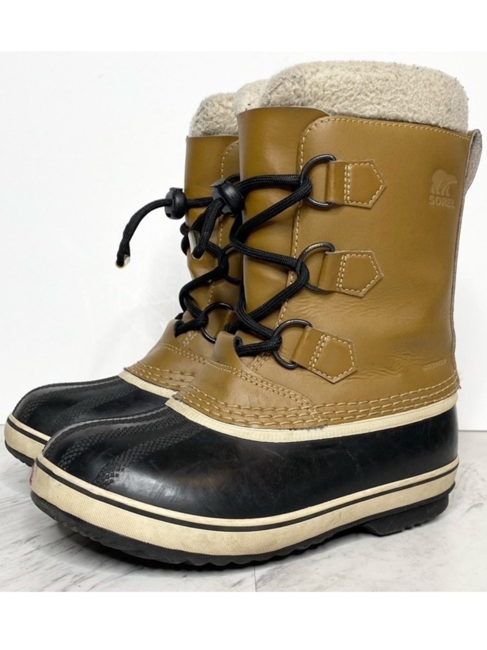 Sorel Lace Up Black Leather Youth Duck Boot 2